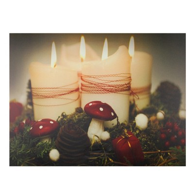 Northlight Red and White LED Lighted Flickering Candles Christmas Wall Art 11.75" x 15.75"