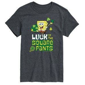 Men's SpongeBob Squarepants Luck Of The Square Pants Short Sleeve Graphic T-Shirt - Heather Charcoal - Large - 1 of 4