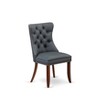East West Furniture Dallas Parson Dining Chairs - Button Tufted Nailhead Trim Platinum Gray faux Leather Padded Chairs, Set of 2, Mahogany - 4 of 4