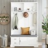 Lycvki 44.4"W Elegant Hall Tree with Coat Rack and Bench Cabinet - 2 of 4