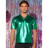 Lars Amadeus Men's Metallic Shiny Nightclub V-Neck Short Sleeve Disco T-Shirt - 2 of 4