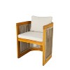 Moda Furnishings Acacia Wood Rope Weaving Patio Outdoor Dining Chair With Cream Cushions - 3 of 4