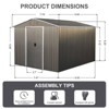 8x10ft Outdoor Metal Storage Shed with metal foundation Gray - 4 of 4