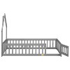 CAVINAS Twin Size Floor Bed Modern Pine Bed Frame with Guardrail, Door and House Shaped Headboard for Bedroom, without Slats - 4 of 4