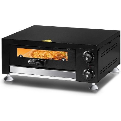 ROVSUN Indoor Pizza Oven Countertop, 1100W Stainless Steel Single Layer Commercial Electric Pizza Oven w/ Timer and Temperature Control, Easy-to-Clean