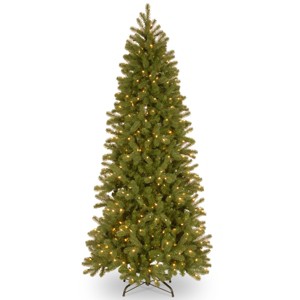 Prelit Slim Downswept Douglas Fir Artificial Christmas Tree Dual Color Lights - National Tree Company - 1 of 4