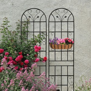 MOEPISY 2 Pack Metal Garden Trellis 86.7 inch x 19.7 inch Rustproof Trellis Black - 1 of 4