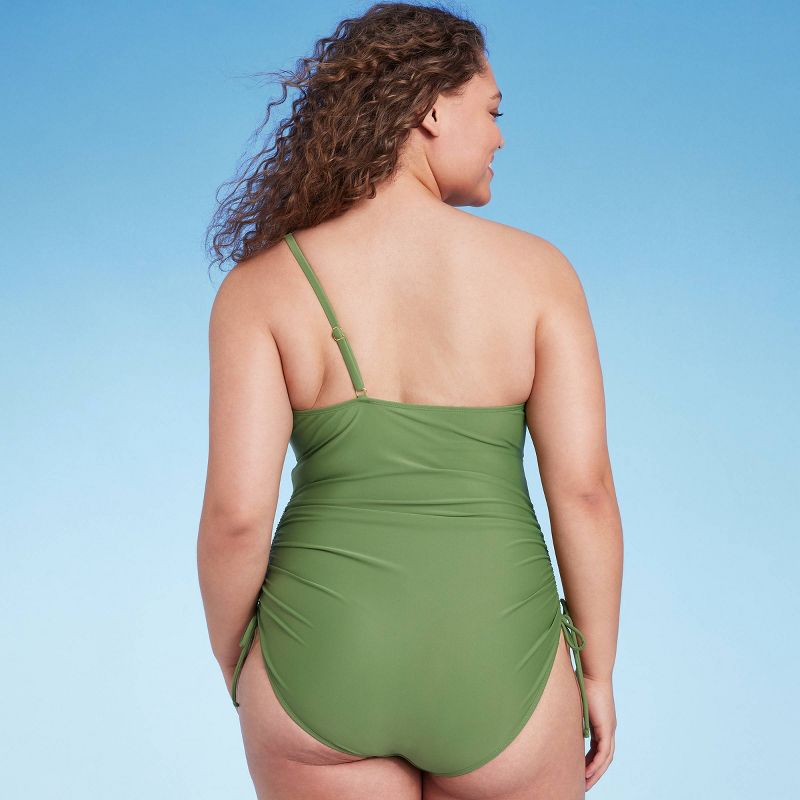 Women's Side-Tie One Shoulder One Piece Swimsuit - Shade & Shore™ Green, 5 of 6