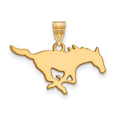 Black Bow Jewelry 14k Yellow Gold Southern Methodist Mustangs NCAA Medium Pendant