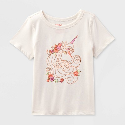 Image of Toddler Adaptive 'Unicorn' Short Sleeve Graphic T-Shirt - Cat & Jack™ Cream 2T