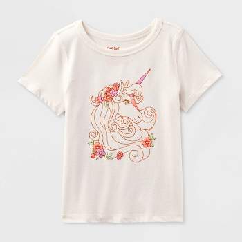Toddler Adaptive 'Unicorn' Short Sleeve Graphic T-Shirt - Cat & Jack™ Cream