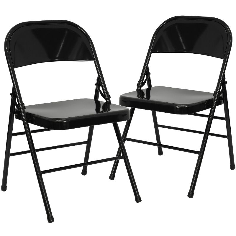 Emma and Oliver 2 Pack Home & Office Portable Party Events Steel Metal Folding Chair, 1 of 9