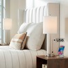 360 Lighting Trotter Modern Table Lamps 23 3/4" High Set of 2 Brushed Nickel with USB and AC Power Outlet in Base White Fabric Cylinder for Home Desk - 2 of 4