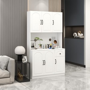 Okak 71" Freestanding Buffet Cabinet with Storage, Modern Pantry Cabinet Sideboard Cabinet with Microwave Stand for Kitchen Living Room - 1 of 4