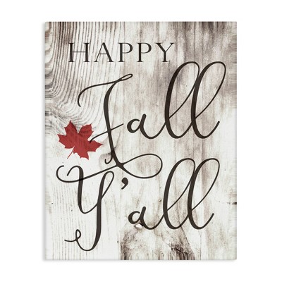 Stupell Industries Happy Fall Y'all Typography Sign Canvas Wall Art