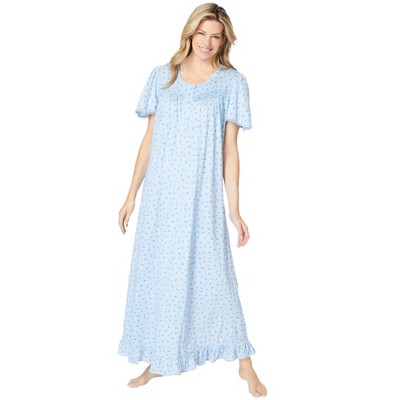 Dreams & Co. Plus Size Petite Long Floral Print Cotton Gown
