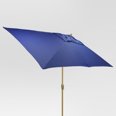 9.68' x 9.68' Rectangle Umbrella - Cobalt - Light Wood Finish - Threshold™