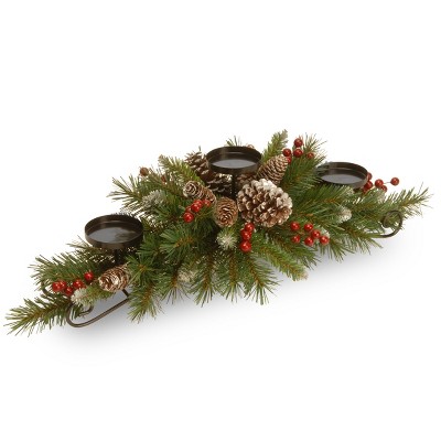 National Tree Company 30in. Frosted Berry Centerpiece and Candle Holder