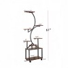 8 Tiered Walnut Wood Plant Stand,Indoor Tall Plant Stand With Grow Light,S-Shaped Corner Plant Planter For Living Room Patio-Coolbibila - 4 of 4