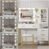 Makeup Vanity and Stool, Vanity Desk with Mirror and Lights, Makeup Table with Charging Station - 4 of 4