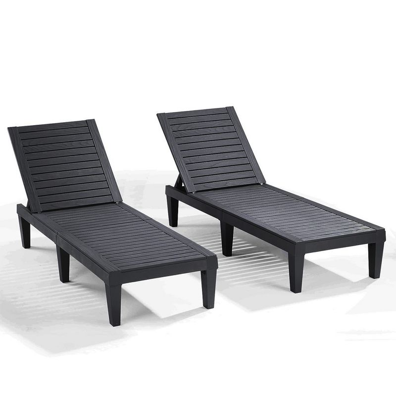 Nestl Waterproof Chaise Lounge Chair, Adjustable Lightweight Black Outdoor Patio Chairs, 1 of 9
