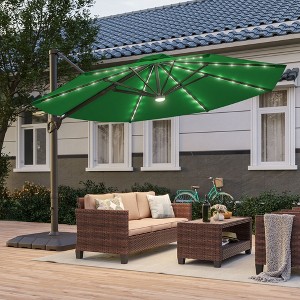Sonkuki Outdoor 11Ft Aluminum LED Cantilever Patio Umbrella with Base for Patio Deck Garden - 1 of 4