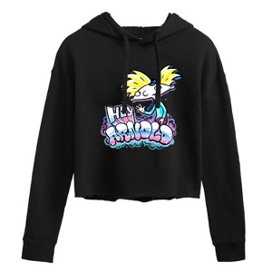 Women's - Hey Arnold! - Airbrush Arnold Cropped Graphic Hoodie - 1 of 3