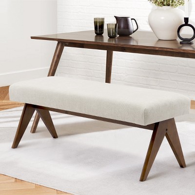47.2" Wide Morgan Upholstered Dining Benches With "V" shape design Rubberwood Legs-Maison Boucle