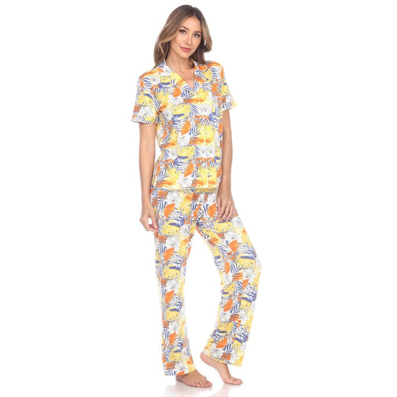 Women's Tropical Print Pajama Set - White Mark, 3 of 6