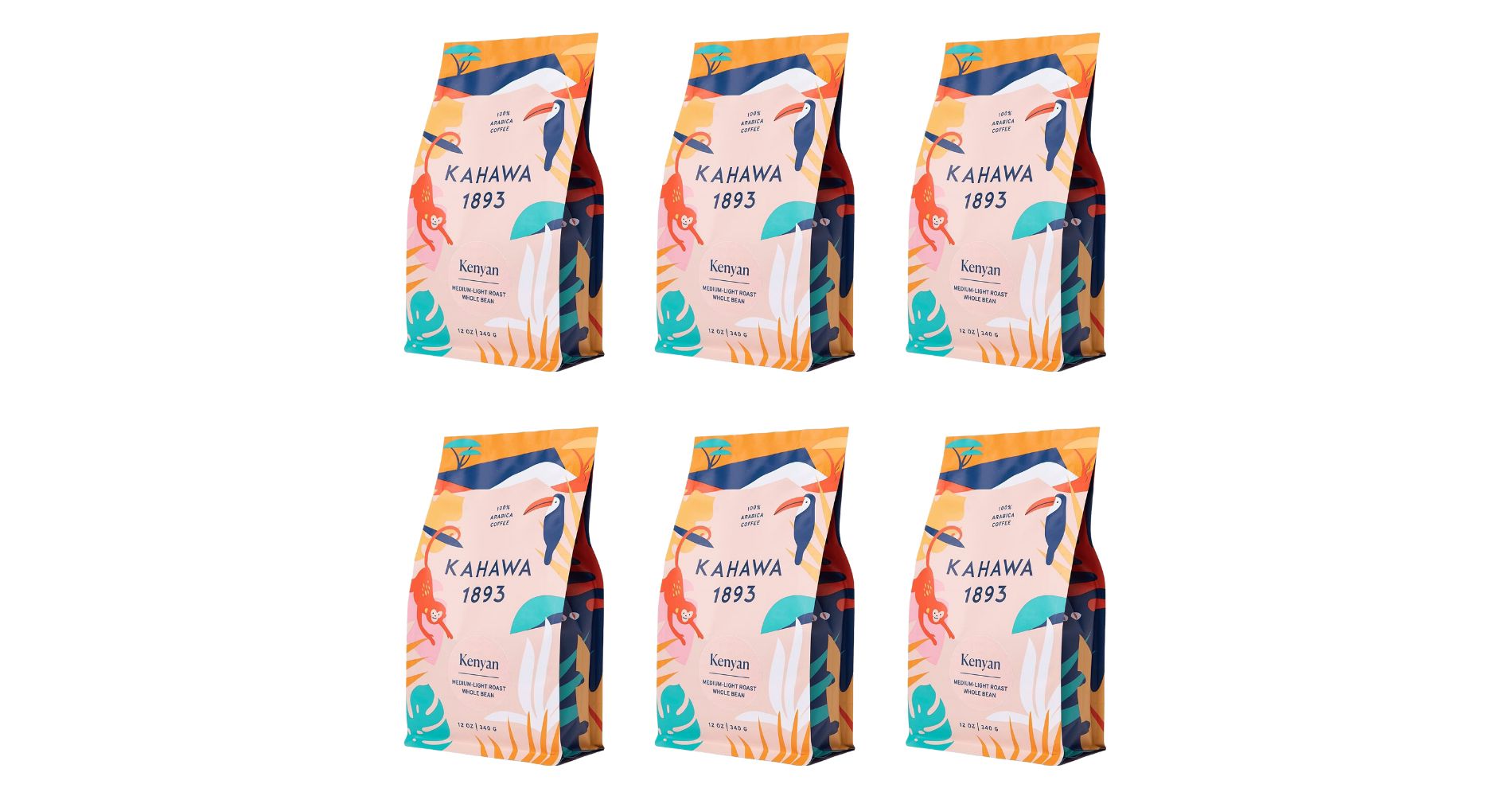 Kahawa 1893 Coffee Whole Bean Medium Roast Kenyan Blend - Case of 6/12 oz Bags