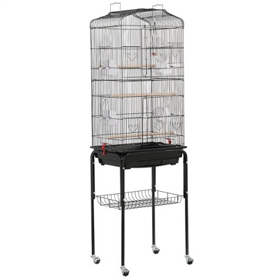 Yaheetech Open Top Metal Bird Cage Large Rolling Parrot Cage With Stand ...