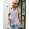 Women's Contrast Collared Shirts Patchwork Work Blouse Tunics Tops - 3 of 4