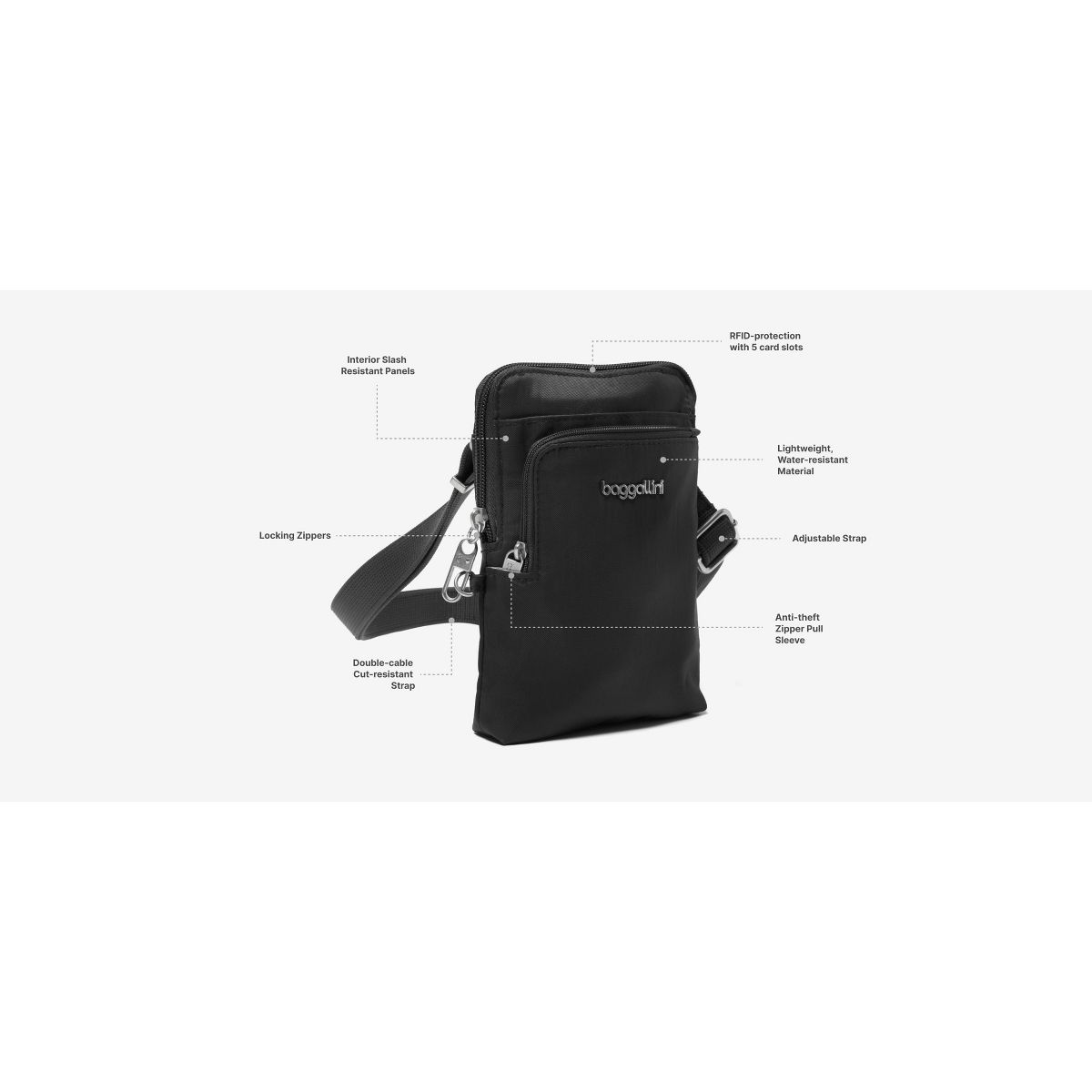 baggallini Women's Securtex Classic Anti-Theft Activity Small Crossbody Bag - thumbnail 3