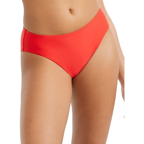 Red Ribbed Recycled Microfiber High-Cut Brazilian Panties 