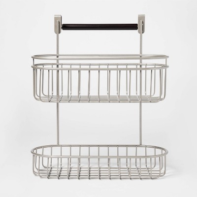 2-Tier Over the Cabinet Hanging storage Caddy with Towel Bar Nickel - Threshold™