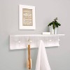 Kiera Grace 24"x4" Kian Wall Floating Shelf with 5 Pegs White: Integrated Display, MDF, Metal Hardware - 4 of 4