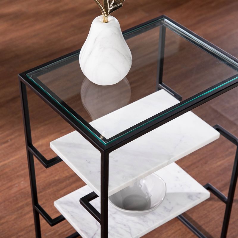 Ghullrio Glass Top End Table with Storage Black/White - Aiden Lane, 4 of 8
