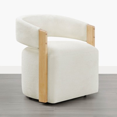 Spruce&Spring Modern Upholstered Dining Chair with Casters & Wood Armrests