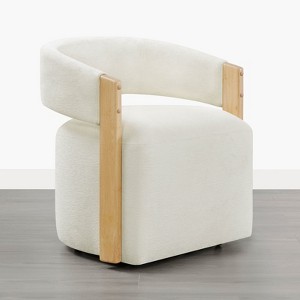 Spruce&Spring Modern Upholstered Dining Chair with Casters & Wood Armrests - 1 of 4