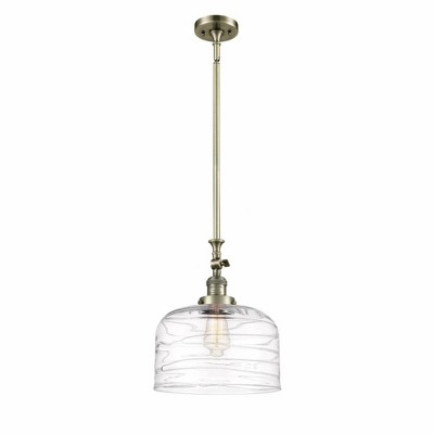 Bell - 1 Light Stem Hung Mini Pendant In Industrial Style-15 Inches Tall and 12 Inches Wide