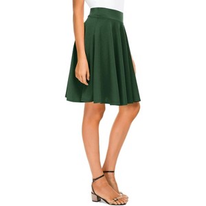 Women's Basic Stretch Midi Skirt - Versatile High Waist Flared Casual Skirt - 1 of 4