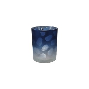 Storied Home Laser Etched Glass Votive Holder with Pinecones, Matte Blue and Silver Finish - 1 of 2