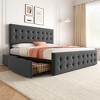 Whizmax Bed Frame with 4 Storage Drawers and Headboard, Faux Leather Upholstered Platform Bed Frame with Wooden Slats Support,  No Box Spring Needed - 2 of 4