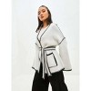 Coolmee Women Open Front Long Sleeve Cardigan Casual Knit Sweaters Color Block Fall Outfits with Pockets - 3 of 4