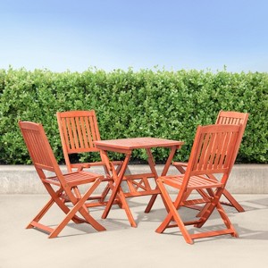 Lucius Reddish Brown Folding Bistro Table and Chair Dining Set - 1 of 4