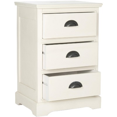 Transitional White Pine 3-Drawer Rectangular Side Table