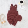 MyKids-USA Baby Solid Color Knitted Sling Romper With Hat Sets - 3 of 4