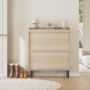 TROPOW Shoe Cabinet with 2 Flip Drawers, Wooden Shoe Organizer with Adjustable Shelf, Shoe Storage for Entryway, Hidden Shoe Cabinet for Hallway - 1 of 4