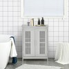 kleankin Modern Bathroom Floor Cabinet, Free Standing Linen Cabinet, Storage Cupboard with 3 Tier Adjustable Shelves, Gray - 2 of 4