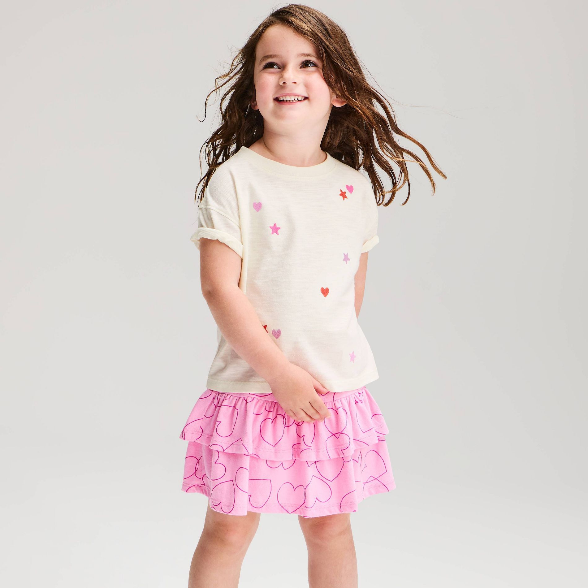 Toddler Girls' Short Sleeve Embroidered Stars and Hearts T-Shirt - Cat & Jack™ White